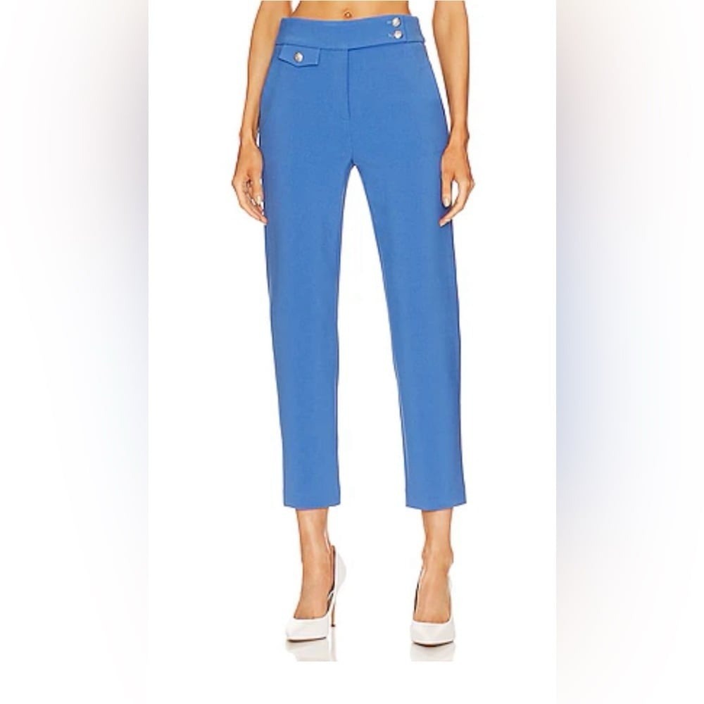 Veronica Beard Renzo Slim-Leg Crop Pants Trousers Bluebell Blue Sz 10